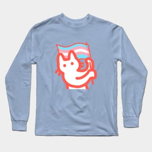 owie waving a trans pride flag Long Sleeve T-Shirt